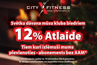 Reklāmas raksts: Svētku atlaides "City Fitness" esošajiem un topošajiem biedriem