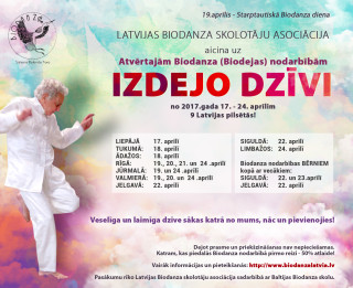 No 17. - 24. aprīlim Latvijas Biodanza skolotāju asociācija aicina uz Atvērtajām Biodanza (biodejas) nodarbībām  9 Latvijas pilsētās Izdejo dzīvi!