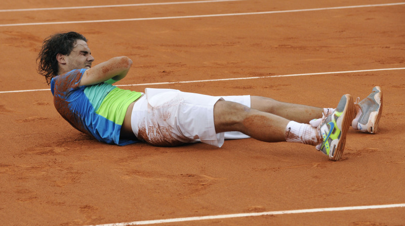 Rafaels Nadals pēc izcīnītās uzvaras
Foto: AFP/Scanpix