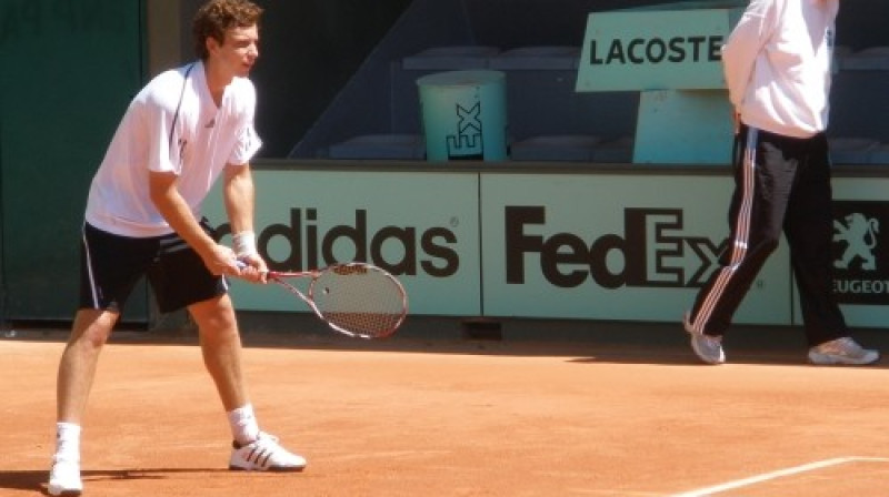 Ernests Gulbis un Nikijs Piličs treniņa laikā Parīzē
Foto: Rolands Norietis, "Sporta Avīze"