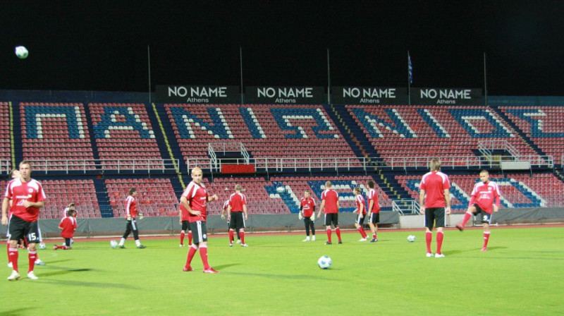 Mūsējie trenējas "Panionios" stadionā
Foto: Mārtiņš Hartmanis, LFF