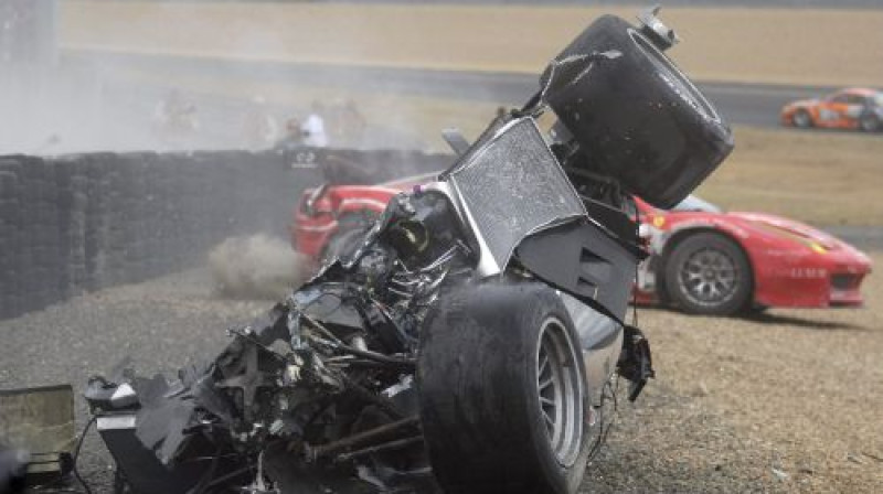 Alana Makniša automašīna pēc avārijas
Foto: AFP/Scanpix Sweden