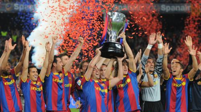 "Barcelona" Hosepa Gvardiolas vadībā Spānijā triumfējusi jau trīs sezonas pēc kārtas
Foto: AFP/Scanpix