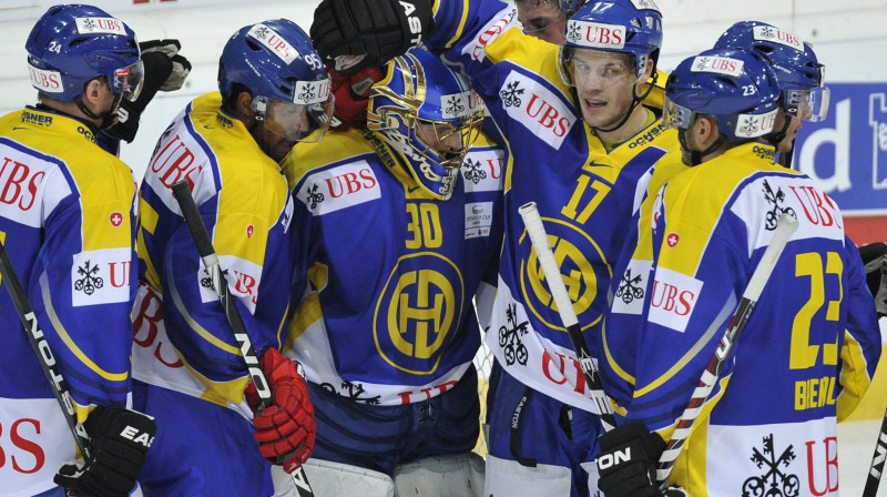 HC "Davos" hokejisti pēc uzvaras
Foto: AP/Scanpix