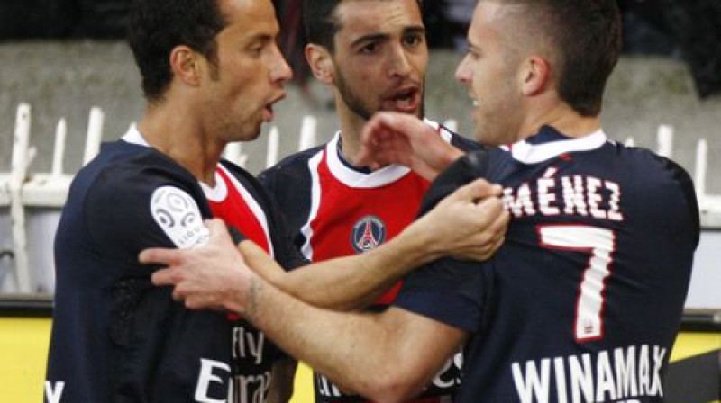 PSG priekšējā līnija - Nene, Havjers Pastore un Žeremijs Menē
Foto: AP/Scanpix