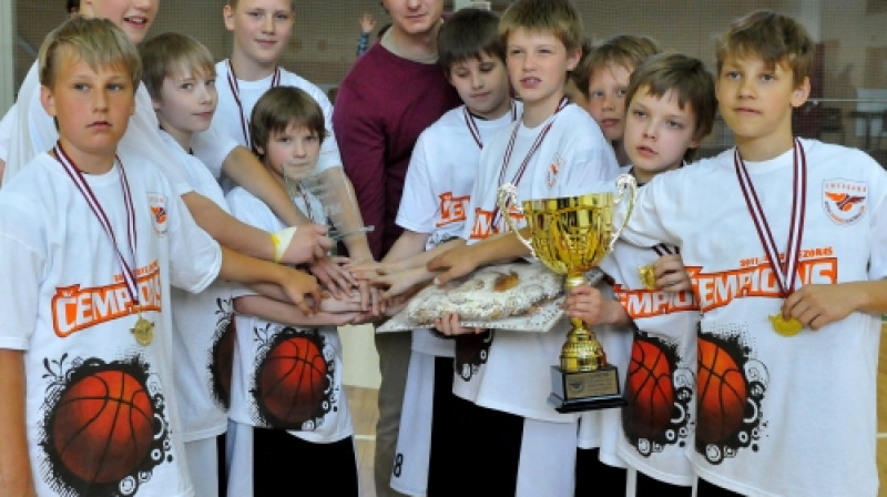 BS Rīga - Swedbank LJBL čempioni U12 grupā.
Foto: Romualds Vambuts