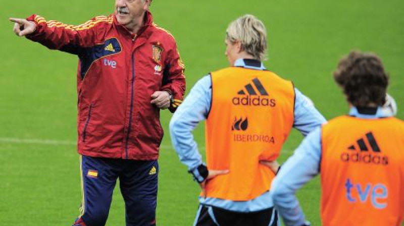 Visente del Boske Spānijas izlases treniņa laikā
Foto: AP/Scanpix
