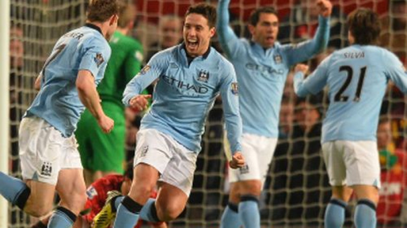 "Manchester City" spēlētāji pēc vārtu guvuma
Foto: AFP/Scanpix