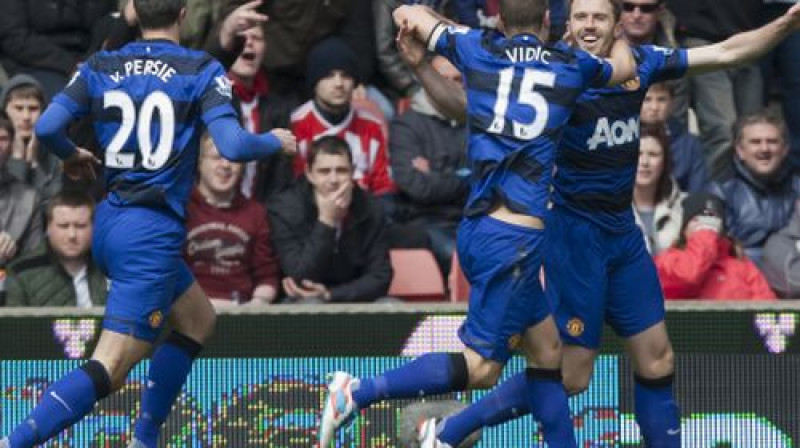 "Manchester United" spēlētāji pēc vārtu guvuma
Foto: SCANPIX SWEDEN