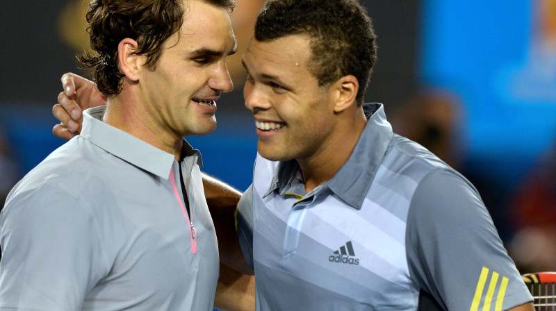 Rodžers Federers un Žo-Vilfrīds Tsonga
Foto: AFP/Scanpix