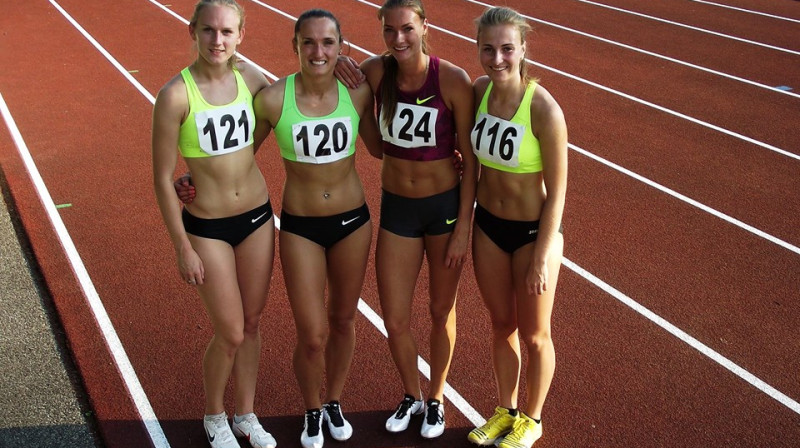 Latvijas Universitātes komanda 4x100m stafetē.
No kreisās: Gunta Latiševa-Čudare, Inese Nagle, Laura Ikauniece, Krista Zubova