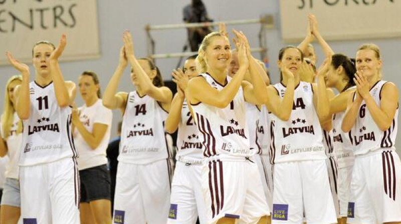 Latvijas sieviešu valstsvienība: Eiropas čempionāta finālturīrā sestais starts pēc kārtas.
Foto: basket.lv