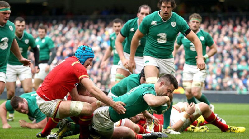 Konors Marejs guva piezemējumu, taču ar to nebija gana, lai uzvarētu. 
Foto: rbs6nations.com