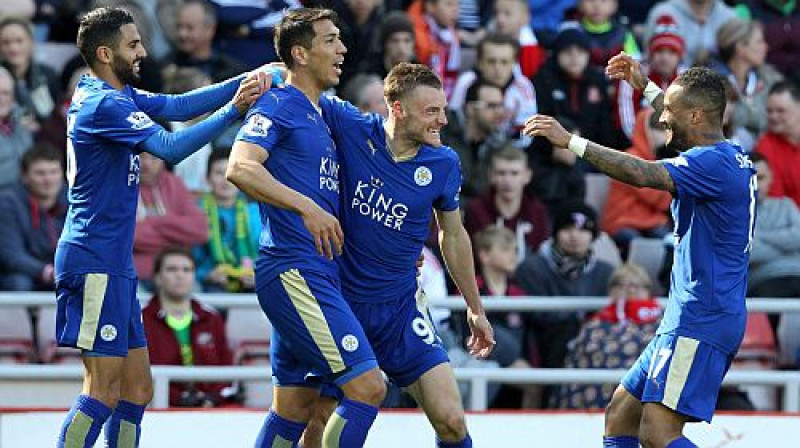 ''Leicester City'' atzīmē Džeimija Vārdija pirmo vārtu guvumu
Foto: AFP/Scanpix