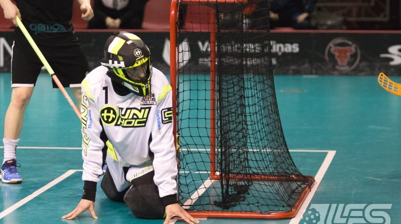 Pirms nedēļas "Rockets" nespēja glābt ne Sandis Venēvics, ne Indriķis Siliņš
Foto: Floorball.lv