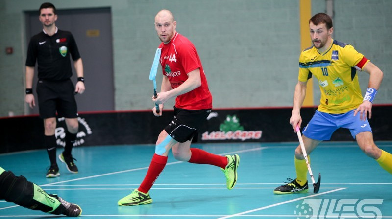 Klēģers vakar spēlēja epizodiski, bet Rajeckis centīsies tikt pie 600. punkta
Foto: Floorball.lv