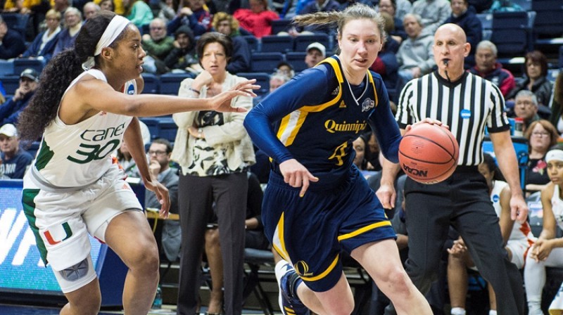 Paula Strautmane: 38 minūtes un deviņi punkti pret NCAA labāko komandu
Foto: Quinnipiac