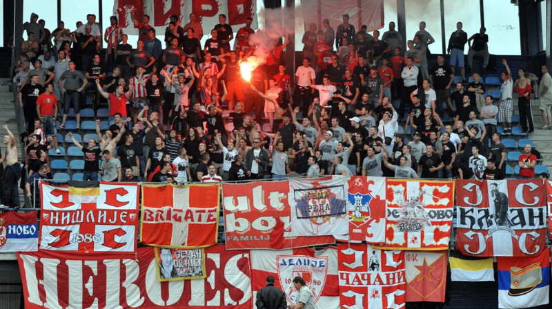 "Crvena Zvezda" fani Ventspilī (2011. gads)
Foto: FK "Ventspils" arhīvs