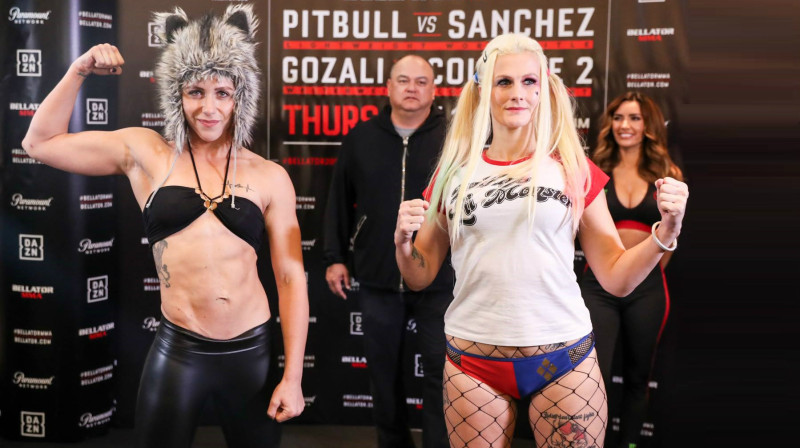 Olga Rubina un beļģiete Sindija Danduā 
Foto: Bellator MMA