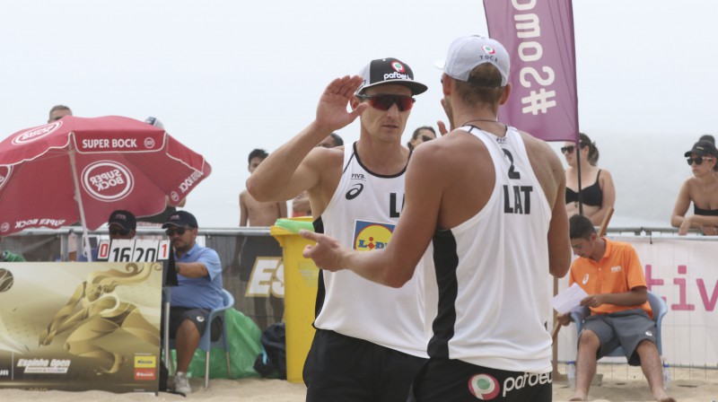 Mārtiņš Pļaviņš un Edgars Točs. Foto: FIVB