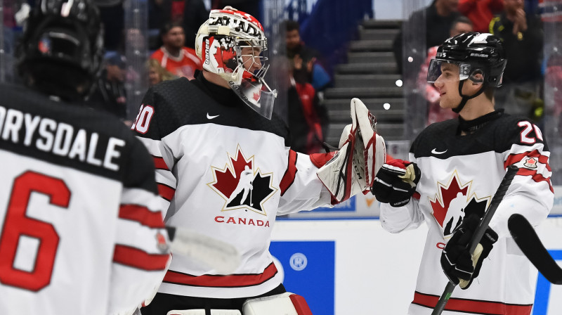 Kanāda iesoļo ceturtdaļfinālā ar Džoelu Hoferu vārtos / Foto: IIHF.com