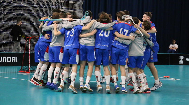 Slovākija līksmo par finālturnīra sasniegšanu
Foto: IFF Floorball