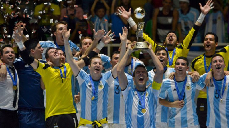 Pašreizējā pasaules čempione telpu futbolā Argentīna. Foto: AFP/Scanpix