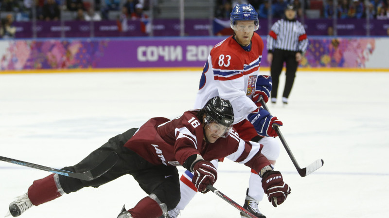 Alešs Hemskis un Kaspars Daugaviņš. Foto: AP/Scanpix