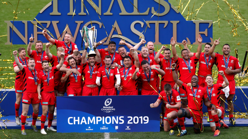 Londonas "Saracens" pēc triumfa 2019. gada Čempionu kausa izcīņā
Foto: REUTERS/Scanpix