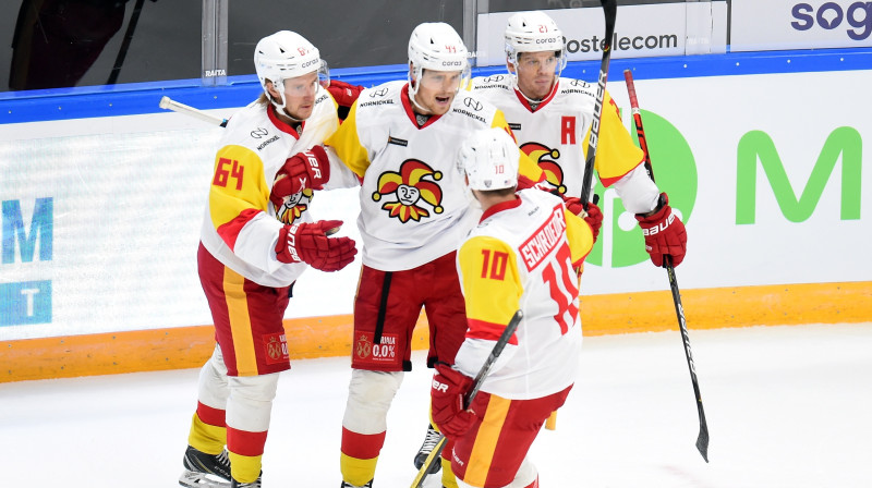 Helsinku "Jokerit" hokejisti. Foto: Edijs Pālens/Zumapress.com/Scanpix