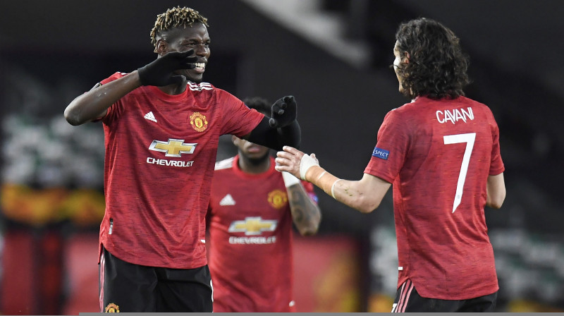 Pols Pogba un Edinsons Kavani. Foto: EPA/Scanpix.ee