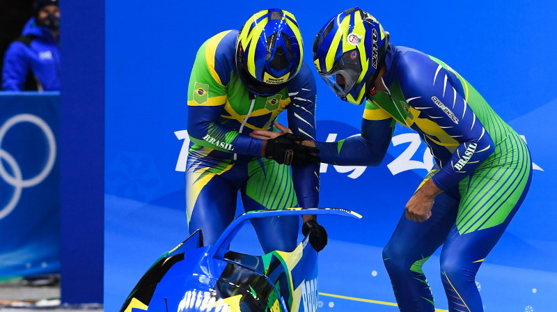 Brazīlijas bobslejisti Edsons Martinss un Edsons Bindilati. Foto: Viesturs Lācis/IBSF