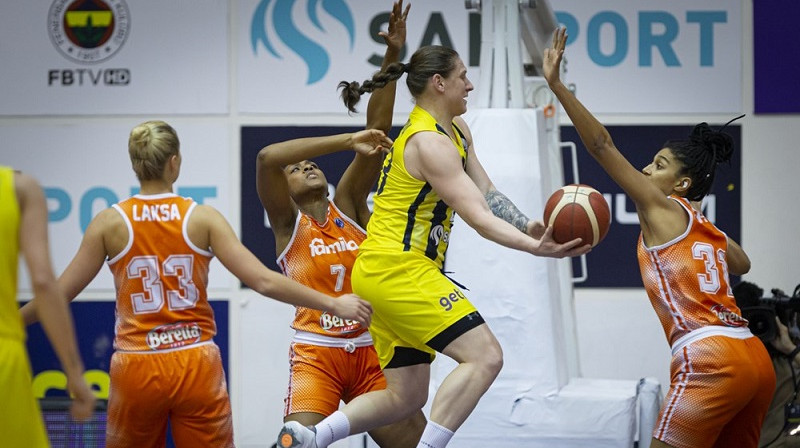 Ukrainas superzvaigzne Aļina Jagupova 2022. gada 19. februārī. Foto: EuroLeague Women