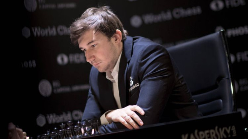 Sergejs Karjakins, šobrīd FIDE diskvalificētais Krievijas kara atbalstītājs. Foto: imago/IPON/Scanpix