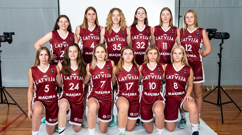Latvijas U18 meitenes 2022. gada 6. augustā. Foto: FIBA