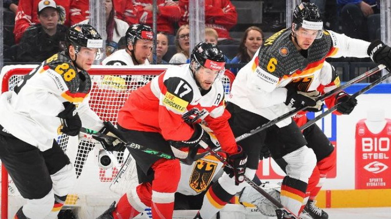 Vācija pret Austriju. Foto: Deutscher Eishockey-Bund