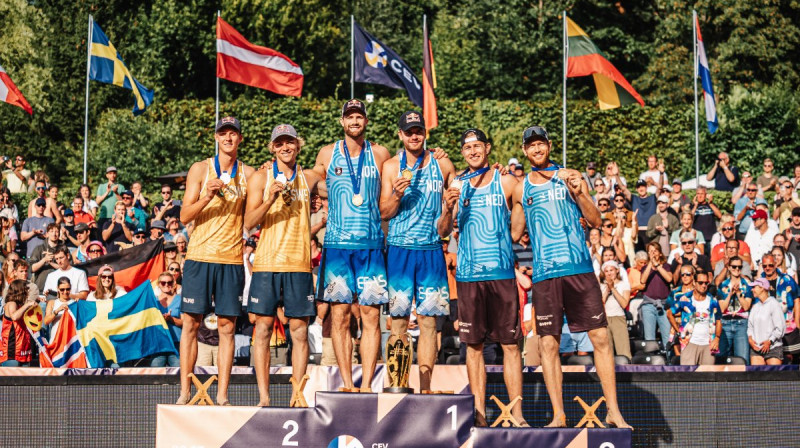 Eiropas čempionāta pjedestāls. Foto: CEV