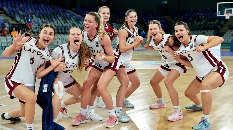 Latvijas U16 meitenes 2025. gada 20. augustā. Foto: FIBA