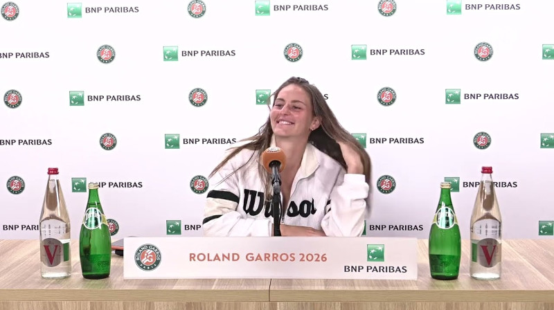 Marta Kostjuka preses konferencē. Foto: Roland-Garros