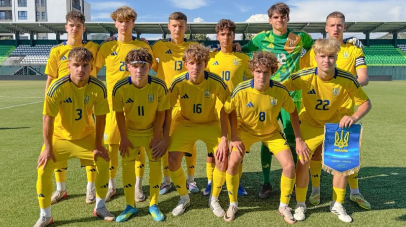 Ukrainas U17 valstsvienības futbolisti. Foto: Українська Асоціація Футболу