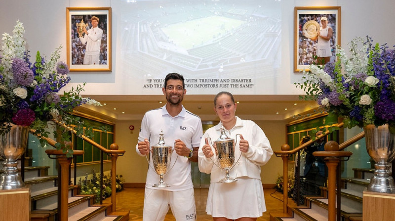 Marselo Arevalo un Aļona Ostapenko. Foto: Andrew Baker/AELTC, wimbledon.com