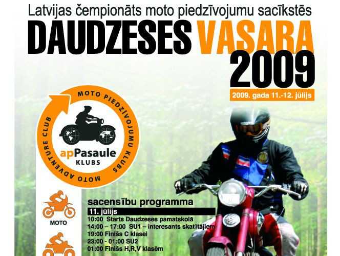 Notiks moto piedzīvojumu sacīkstes "Daudzeses Vasara 2009"