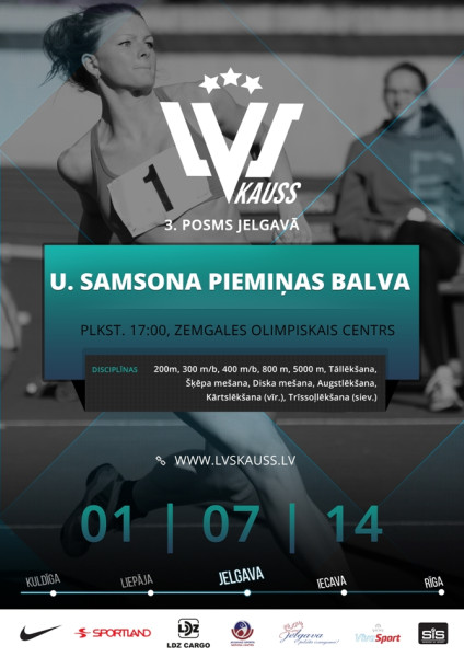 1.jūlijā Jelgavā notiks LVS kausa 3.posms un U.Samsona balva vieglatlētikā