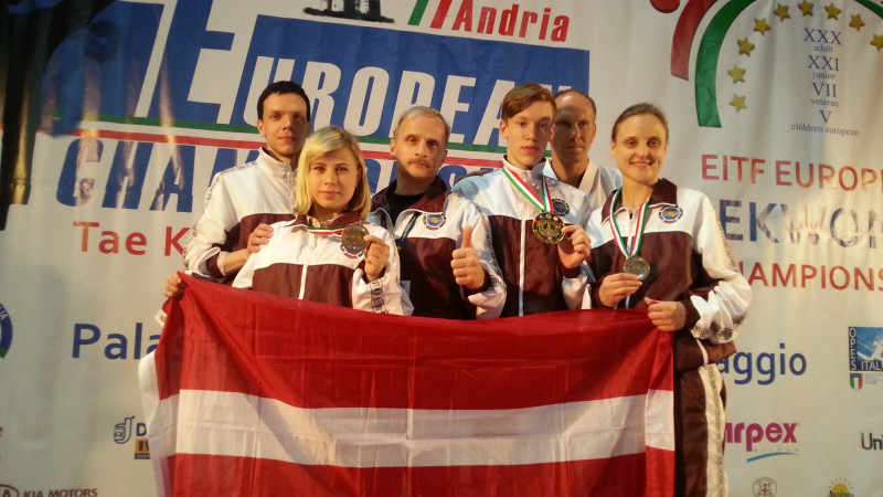 Latvijai trīs godalgas Eiropas čempionātā taekvondo