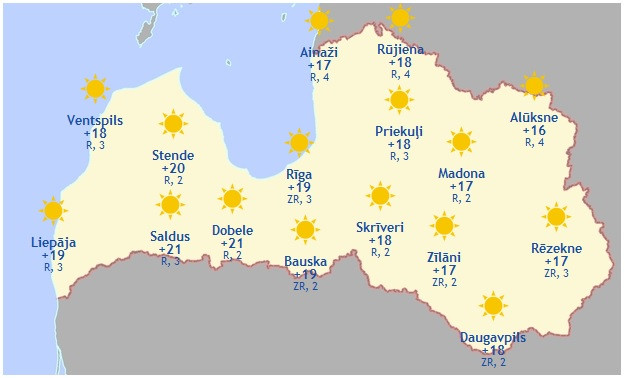 Laika prognoze šodienai - 15. septembrim
