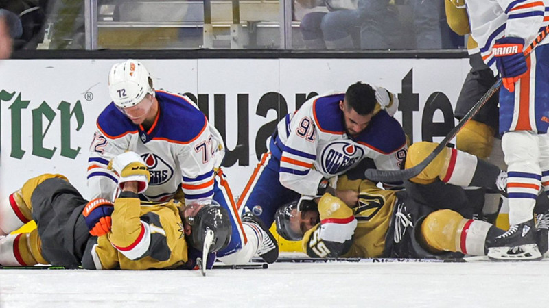 "Oilers" visās līnijās noliek uz dēļiem "Golden Knights", sērijā 1-1