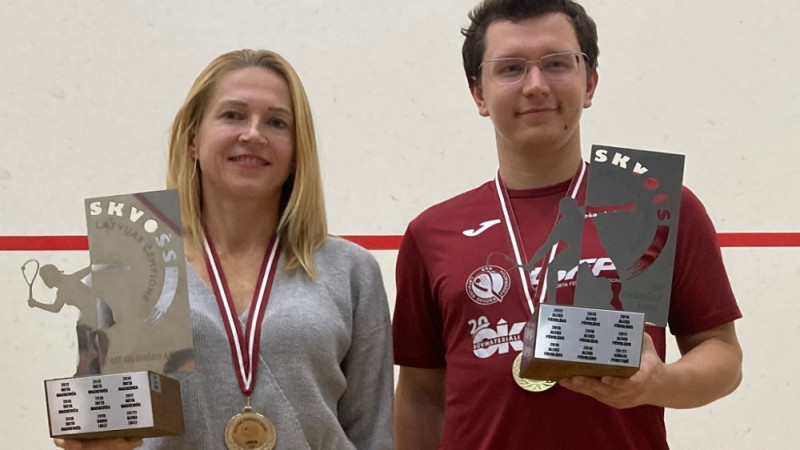 Vīriešiem jauns Latvijas čempions skvošā, sievietēm ceturtais tituls Lullei