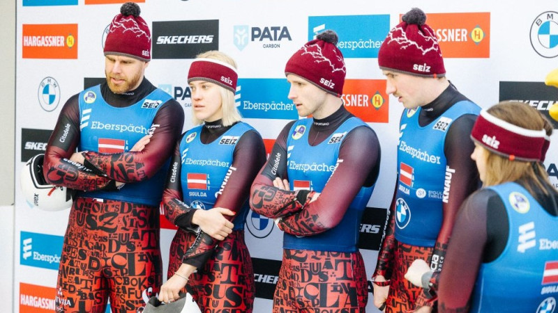 Latvijas kamaniņu braucēji Vinterbergas stafetē piekāpjas visām vadošajām komandām